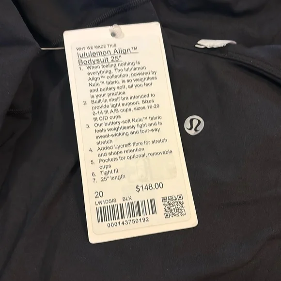 Lululemon Align Bodysuit 25”, Black, Size 20 - Picture 5 of 7